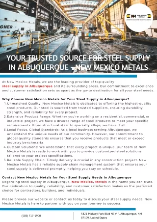Your Trusted Source for Steel Supply in Albuquerque - New Mexico Metals