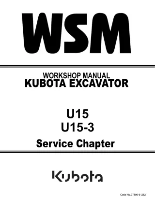 KUBOTA U15-3 MICRO EXCAVATOR Service Repair Manual