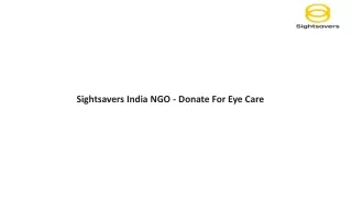 Sightsavers India NGO - Donate For Eye Care