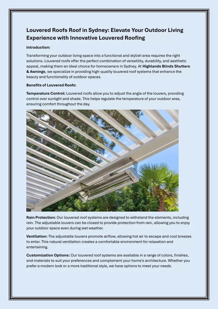 louvered roofs roof in sydney elevate your