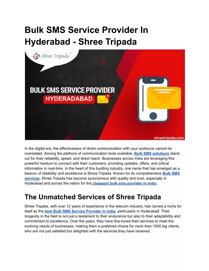 bulk sms service provider in hyderabad shree