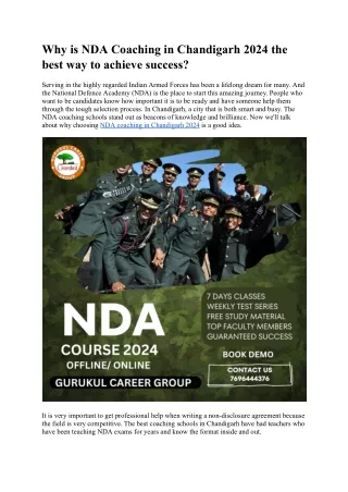 Why is NDA Coaching in Chandigarh 2024 the best way to achieve success?