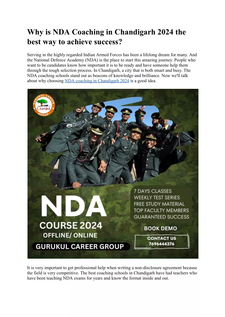 PPT - Why Is NDA Coaching In Chandigarh 2024 The Best Way To Achieve ...