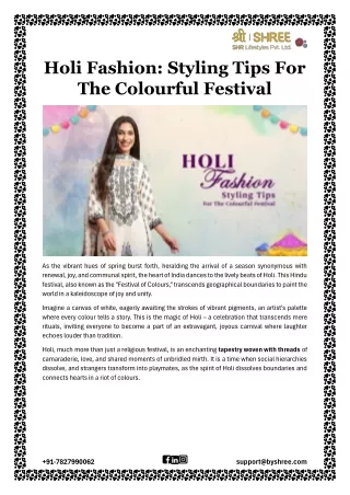 Holi Fashion: Styling Tips For The Colourful Festival
