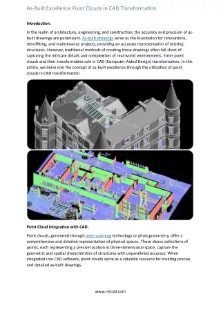 As-Built Excellence Point Clouds in CAD Transformation