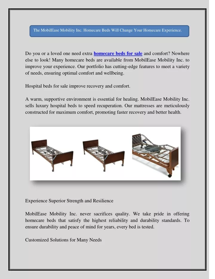 do you or a loved one need extra homecare beds