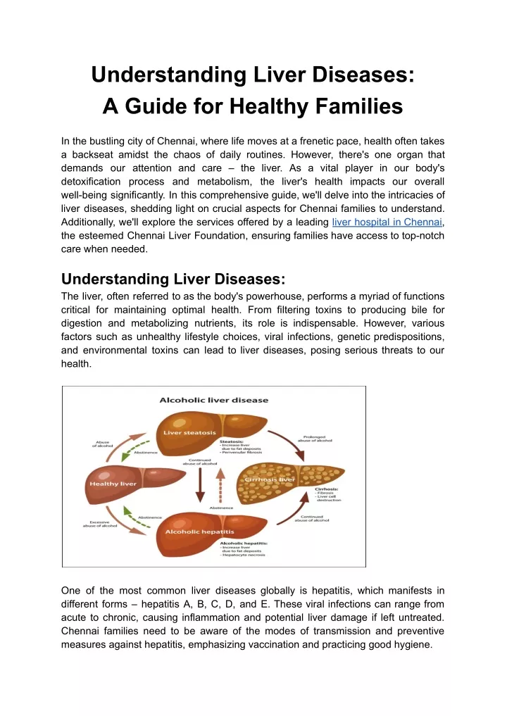 understanding liver diseases a guide for healthy