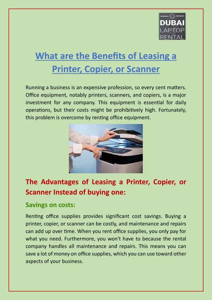 what are the benefits of leasing a printer copier