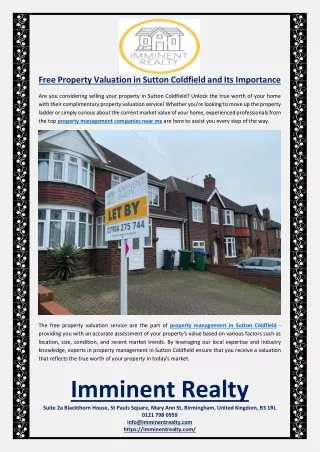 Free Property Valuation in Sutton Coldfield and Its Importance