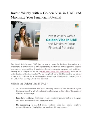 Invest Wisely with a Golden Visa in UAE and Maximize Your Financial Potential