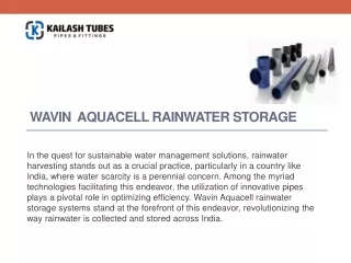 Harvesting Efficiency with Wavin Aquacell Rainwater Storage