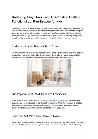 Balancing Playfulness and Practicality_ Crafting Functional yet Fun Spaces for Kids