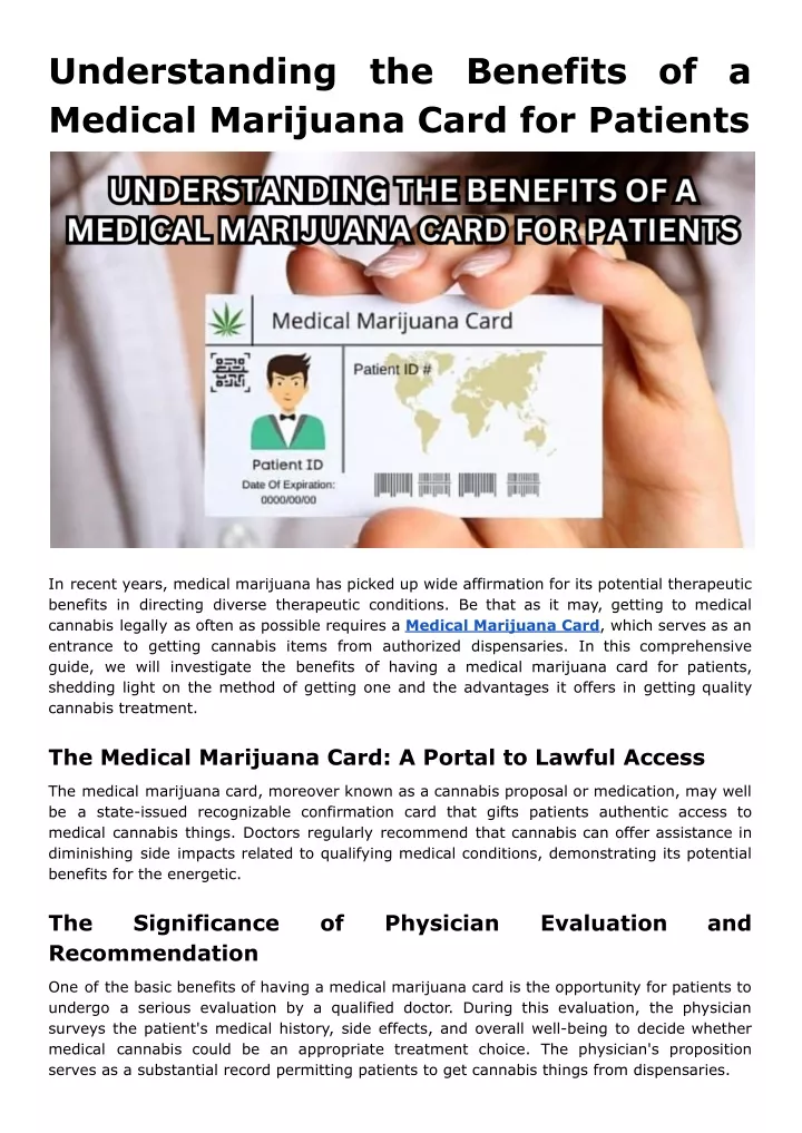 understanding medical marijuana card for patients
