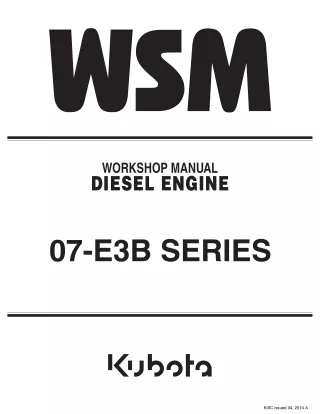 Kubota V2607-DI-E3B DIESEL ENGINE Service Repair Manual