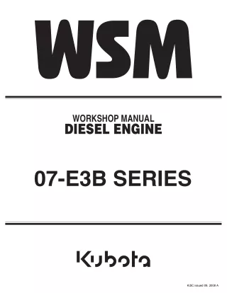 KUBOTA V2607-DI-T-E3B DIESEL ENGINE Service Repair Manual