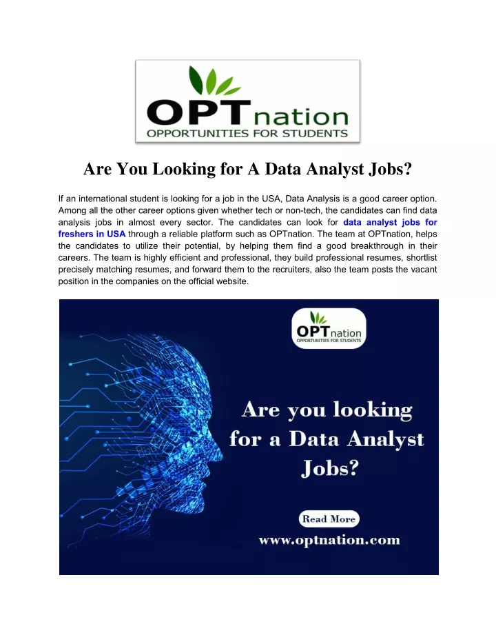 are you looking for a data analyst jobs