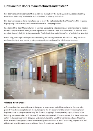 How are fire doors manufactured and tested