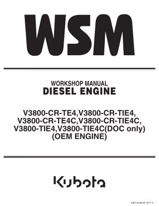 Kubota V3800-CR-TE4C DIESEL ENGINE Service Repair Manual