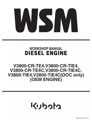Kubota V3800-CR-TIE4 DIESEL ENGINE Service Repair Manual