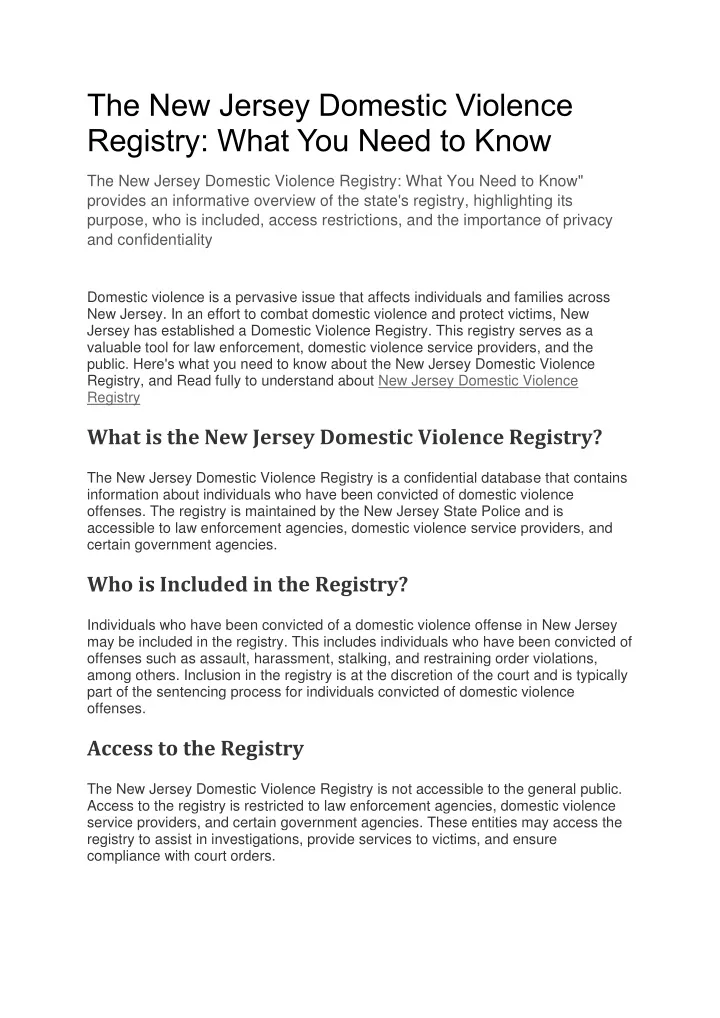 the new jersey domestic violence registry what
