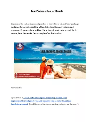 tour package goa for couple