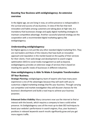 Boosting Your Business with eeidigitalagency