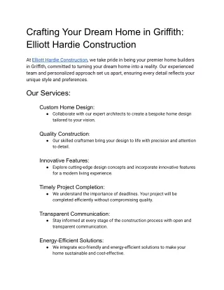 Home Builders in Griffith_ Elliott Hardie Construction