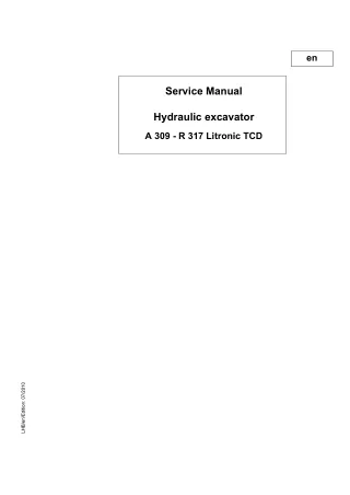 Liebherr A309 Litronic TCD Wheel Excavator Service Repair Manual SN：40998 and up