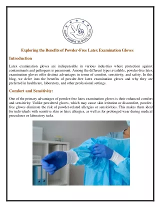 Exploring the Benefits of Powder-Free Latex Examination Gloves