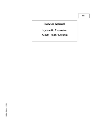 Liebherr A311 Litronic Wheel Excavator Service Repair Manual SN 20222 and up