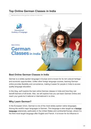 International Academy of Language - Best Online German Classes in India