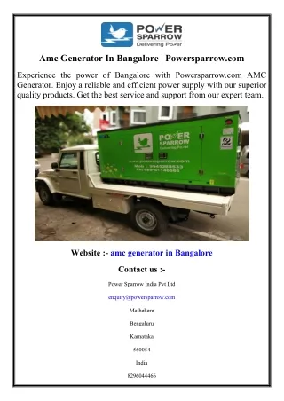 Amc Generator In Bangalore  Powersparrow.com