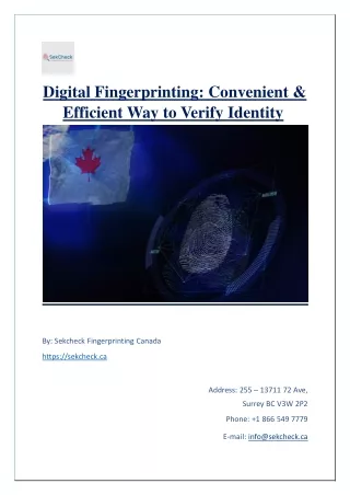Digital Fingerprinting- Convenient & Efficient Way to Verify Identity
