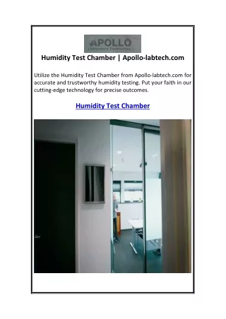 Humidity Test Chamber  Apollo-labtech.com
