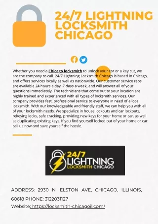 247 LIGHTNING LOCKSMITH CHICAGO