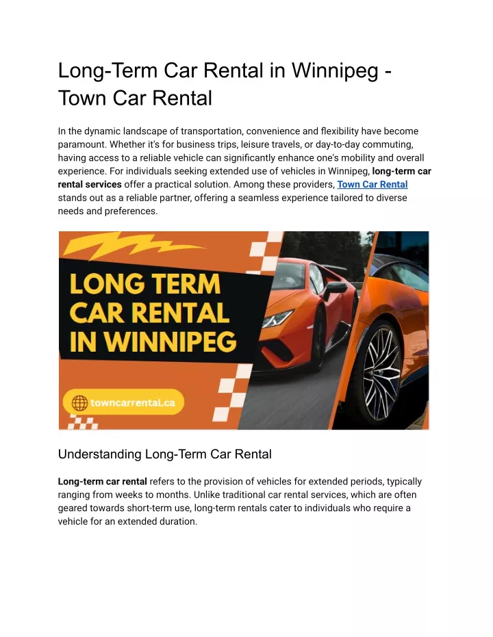 long term car rental in winnipeg town car rental