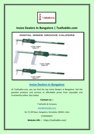 Insize Dealers In Bangalore | Tsaifuddin.com