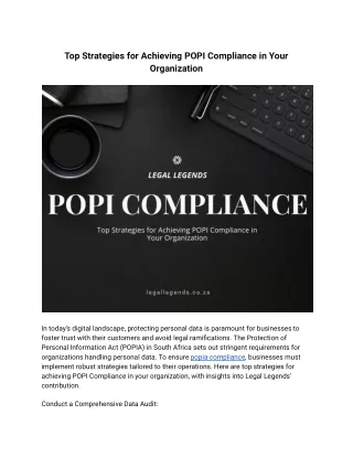 Top Strategies for Achieving POPI Compliance in Your Organization