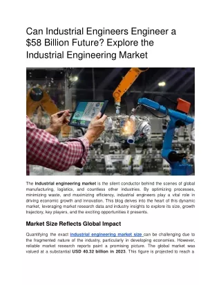 Can Industrial Engineers Engineer a 58 Billion Future Explore the Industrial Engineering Market
