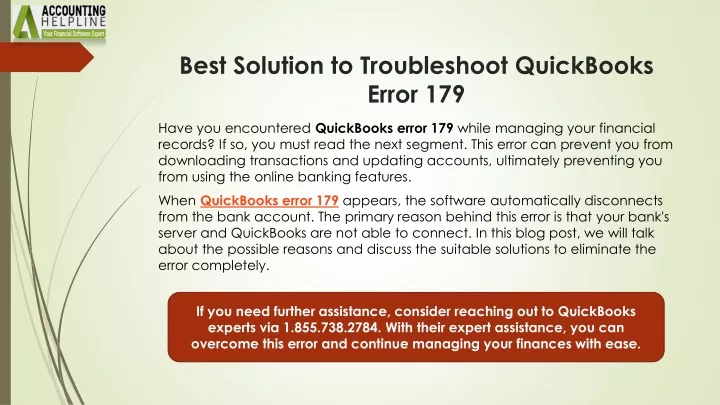 best solution to troubleshoot quickbooks error 179