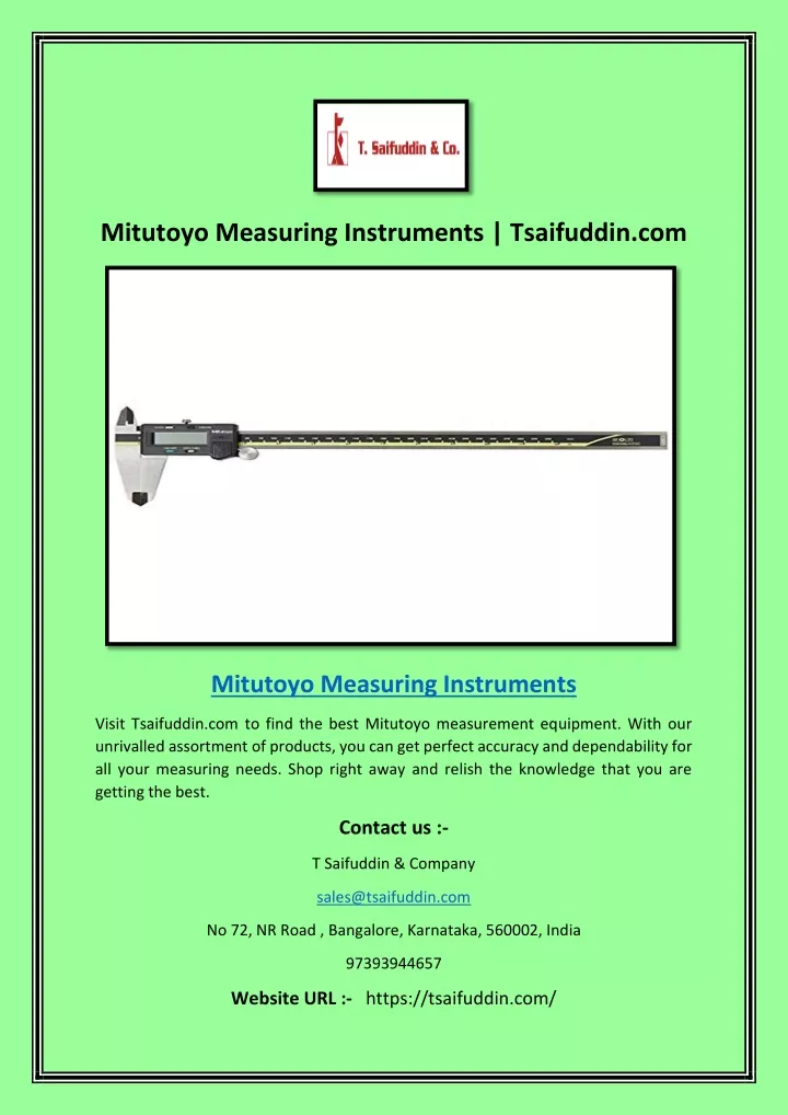 mitutoyo measuring instruments tsaifuddin com
