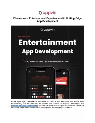 Elevate Your Entertainment Experience with Cutting-Edge App Development