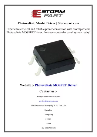 Photovoltaic Mosfet Driver  Stormpart.com