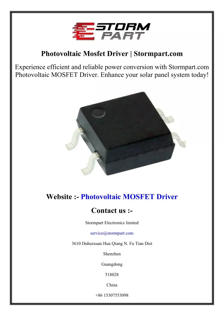 photovoltaic mosfet driver stormpart com