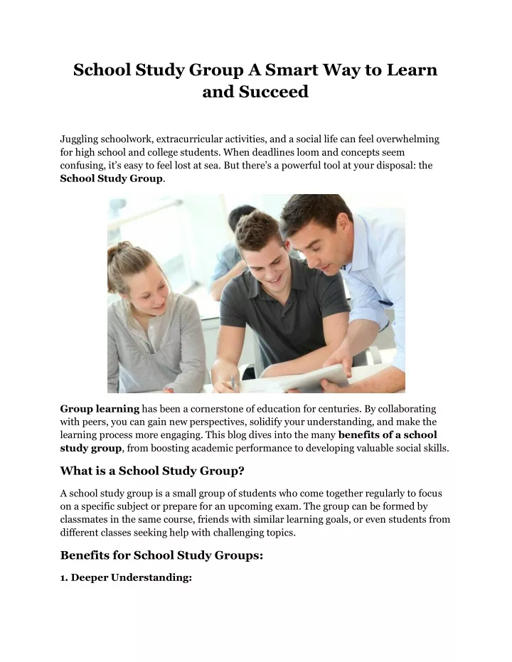 school study group a smart way to learn