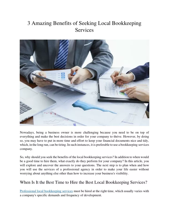 3 amazing benefits of seeking local bookkeeping