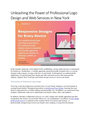 Unleashing the Power of Professional Logo Design and Web Services in New York