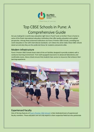 Top CBSE Schools in Pune A Comprehensive Guide