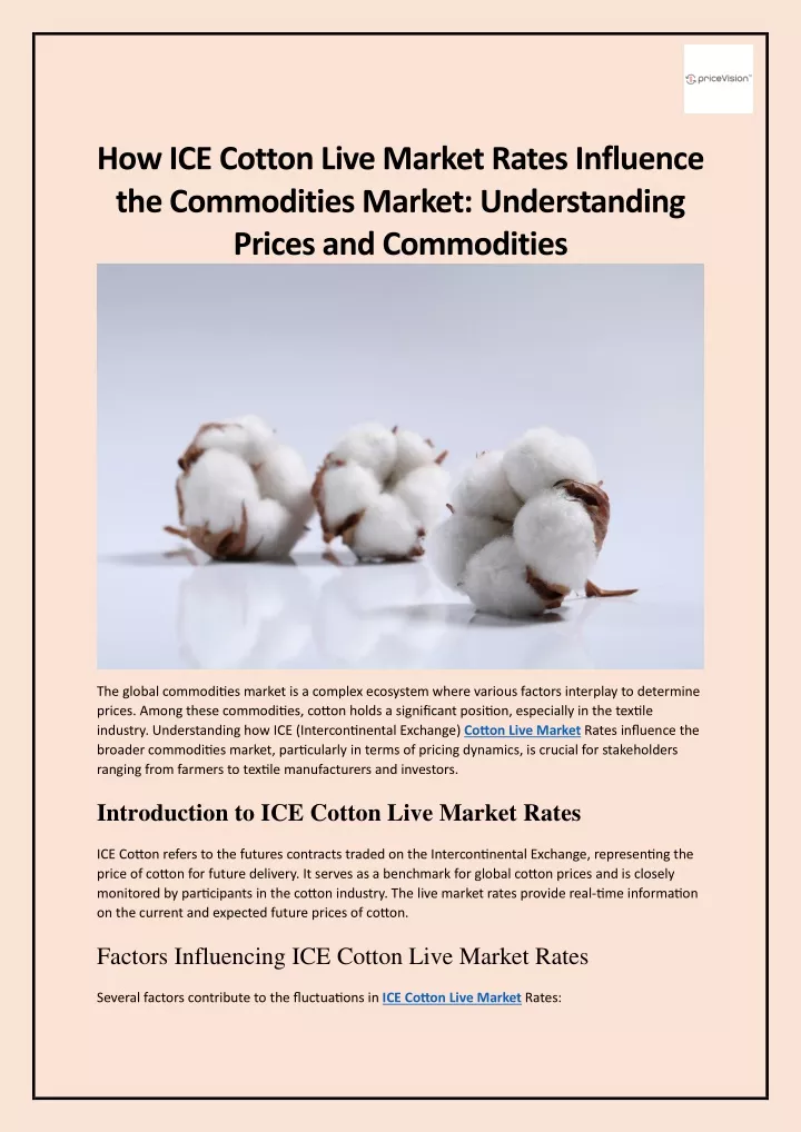 how ice cotton live market rates influence