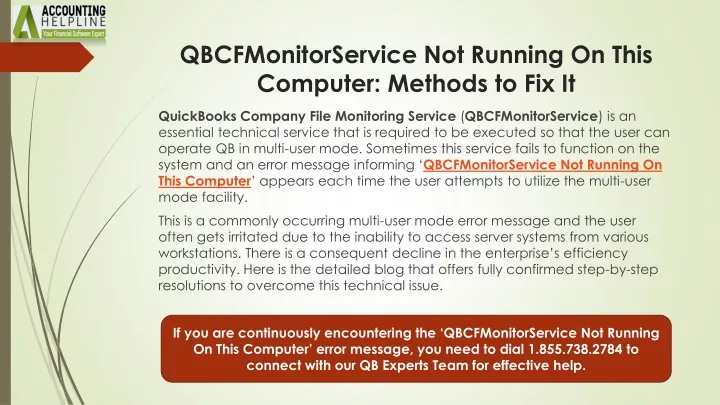 qbcfmonitorservice not running on this computer methods to fix it